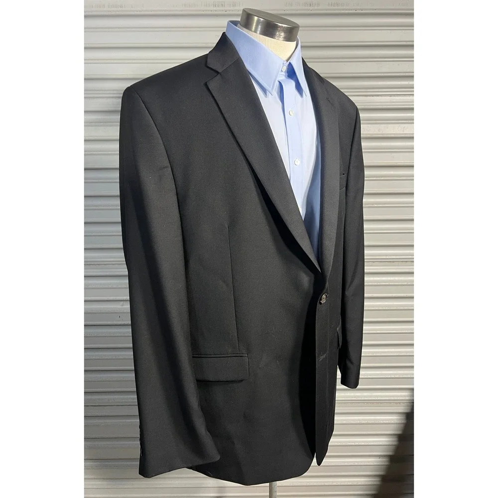 Lauren Ralph Lauren‎ Green Label Mens 50L Black Wool 2 Button Blazer Sport Coat
